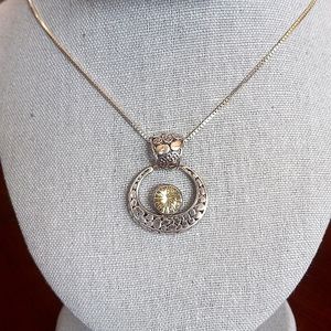 Unique .925 Solid Sterling Silver Genuine Lemon Citrine Pendant